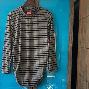 New! New Recruit Maternity Striped Mock Neck Long Sleeve Shirt 1X